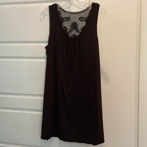 Elegant Black Lace-Trimmed Nightgown